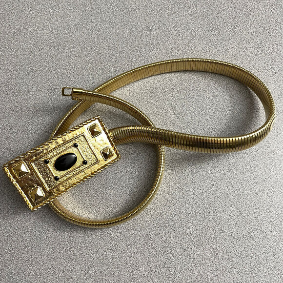 Etruscan Gold-Toned Belt Womens Small Rectangle Buckle Faux Stone 34.75\